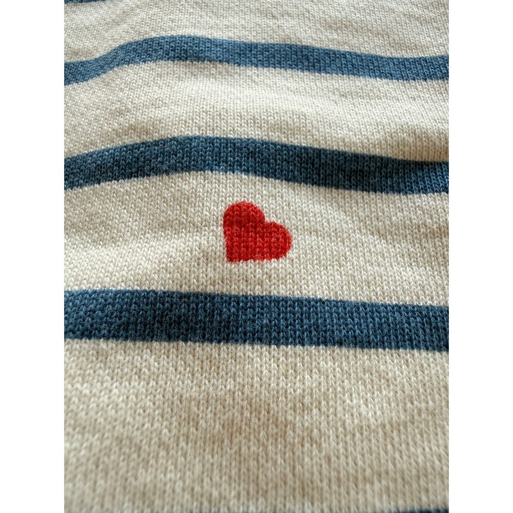 Pact Size M 100% Organic Cotton Striped Heart Sweatshirt Crewneck Pullover - Picture 14 of 14